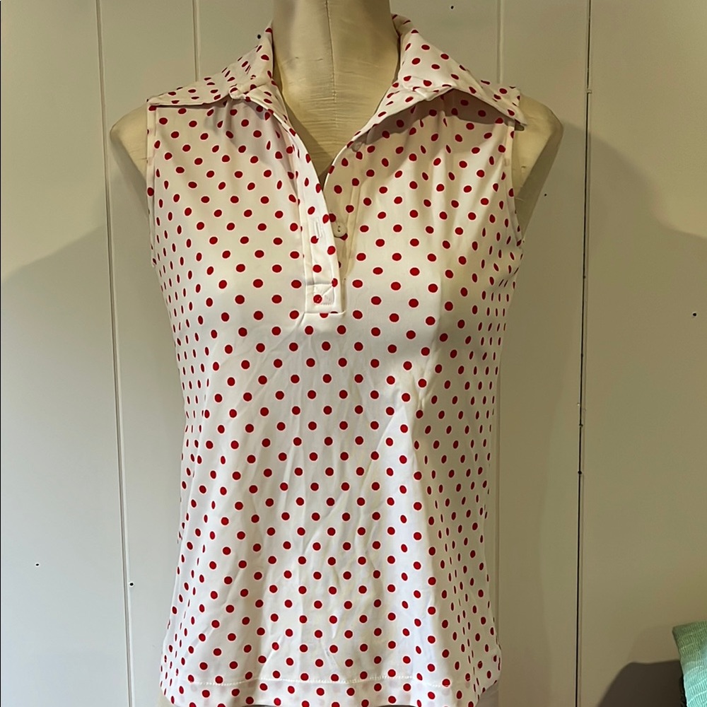 Polka Dot Sleeveless Top - Red and White